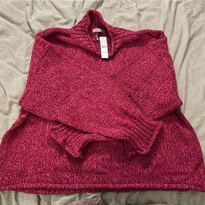 j crew marled berry 2025 rollneck sweater! size xl new with tags